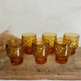 6 amber glasses
