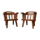 Pair of danish solid pine mid-century organic easy armchairs