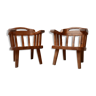 Paire de fauteuils danois en pin massif du milieu du siècle