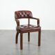Brown cowhide leather Chesterfield desk/dining/side chair in English style