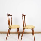 Pair of chairs in turned wood and fabric, vintage, dating from 1960.