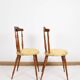 Pair of chairs in turned wood and fabric, vintage, dating from 1960.