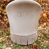 Old toad armchair in beige velvet