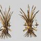 Paire d'appliques "Gerbe de blé" en métal doré par Hans Kögl