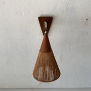 Teak wall lamp with natural ropes by Ib Fabiansen for Fog & Mørup, 1960s, Denmark.