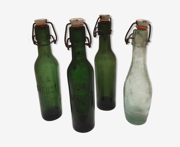 Lot de bouteilles de bière la meuse 3 et de limonade 1