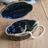 Porcelain jewelry box Limoges Oven Blue