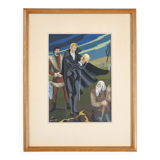 Gouache illustration art dramatiques signée Masqueliez 1956