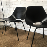 Pierre Guariche leather tonneau chairs, Maison du monde edition circa 2010