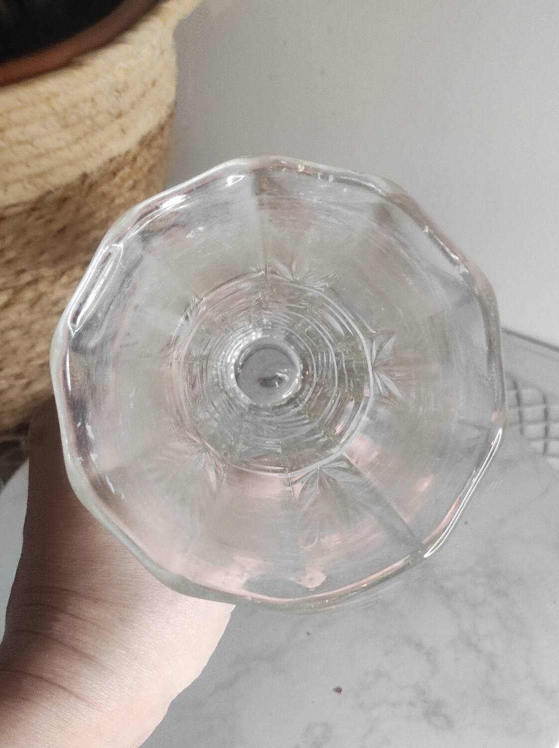 Vintage carved glass vase