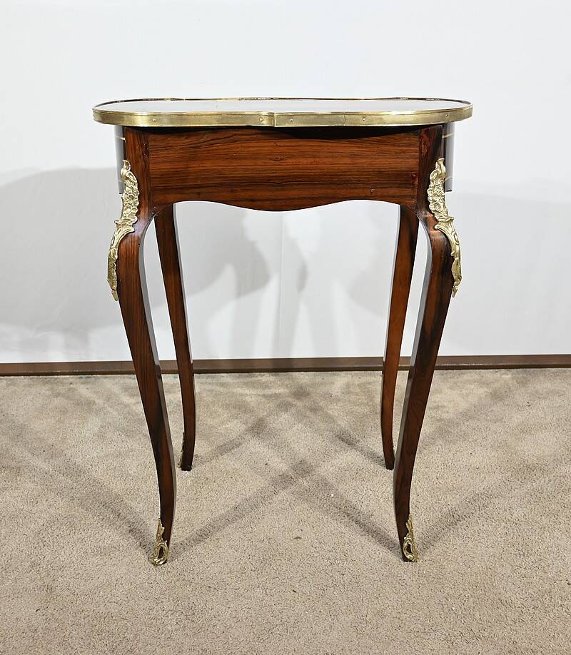 Small Living Room Table in Rosewood and Marquetry, Louis XV style, Napoleon III – Middle XI period