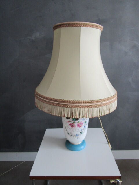 Lampe Ancienne Opaline De Sèvres – Bleutée – Base Hauteur 34cm – électrique Vintage