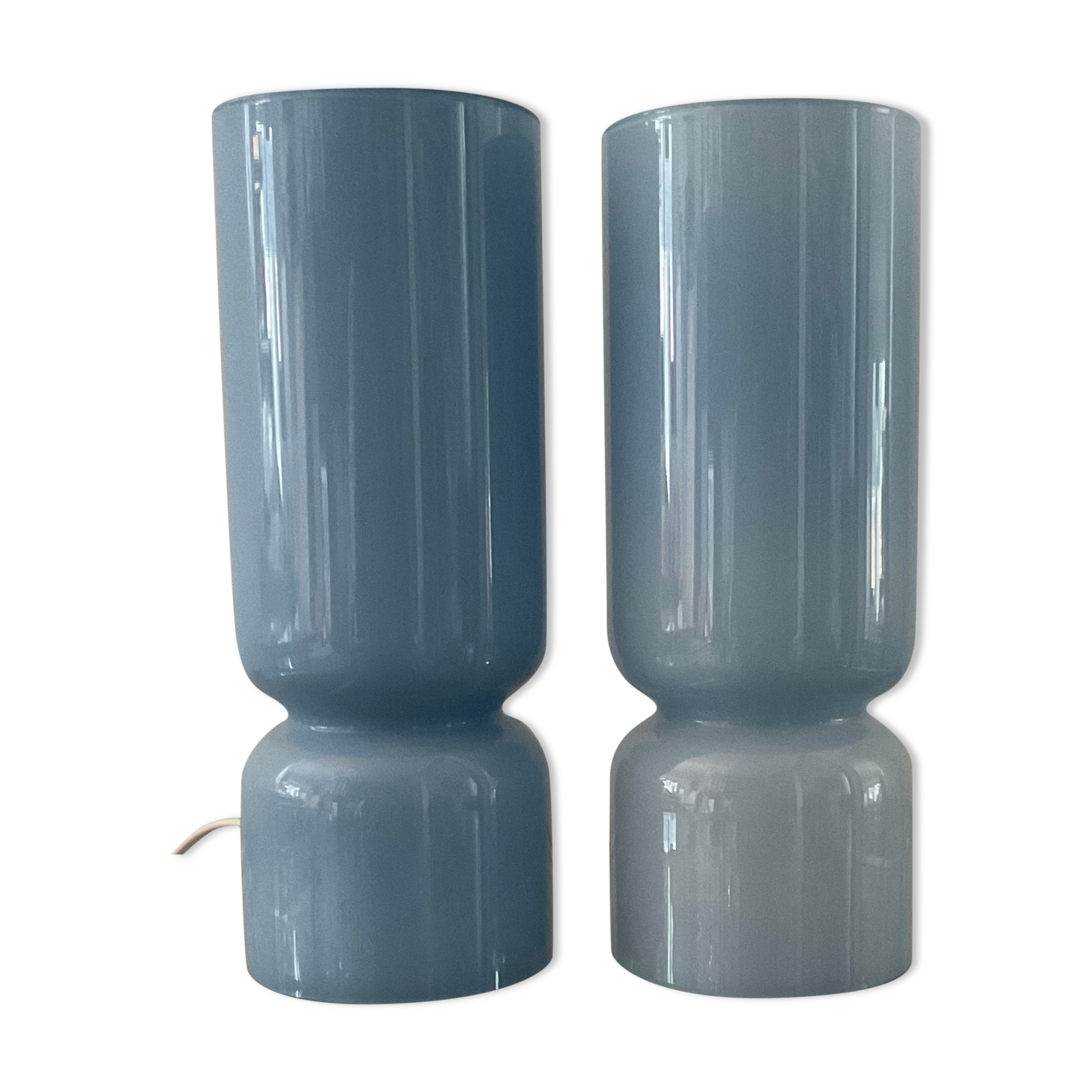 Pair of vintage lamps in blue glass