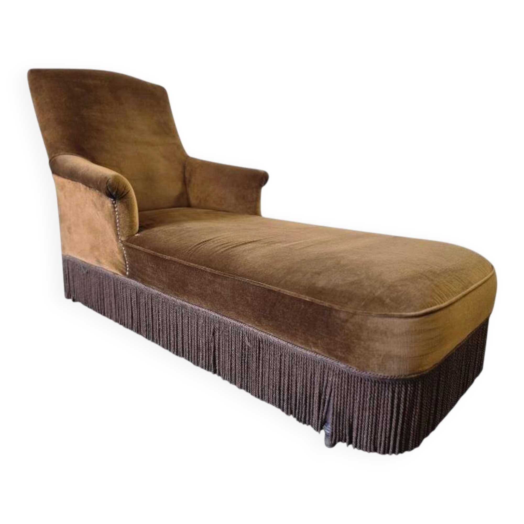 Chaise longue vintage / fauteuil / méridienne avec franges