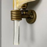 Pair of glass sconces, leaf design, by Andre Arbus for Veronese made by Barovier & Toso, Italy, 1950s