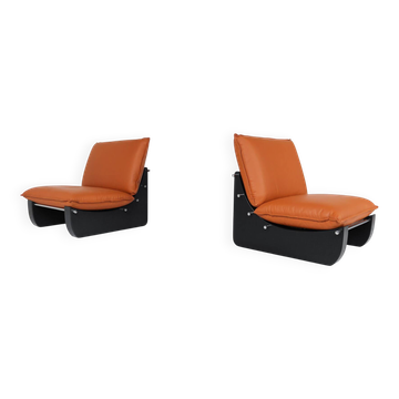 Pair of Armchairs by Guiseppe Munari, Italy, 1970s - New Upholstery