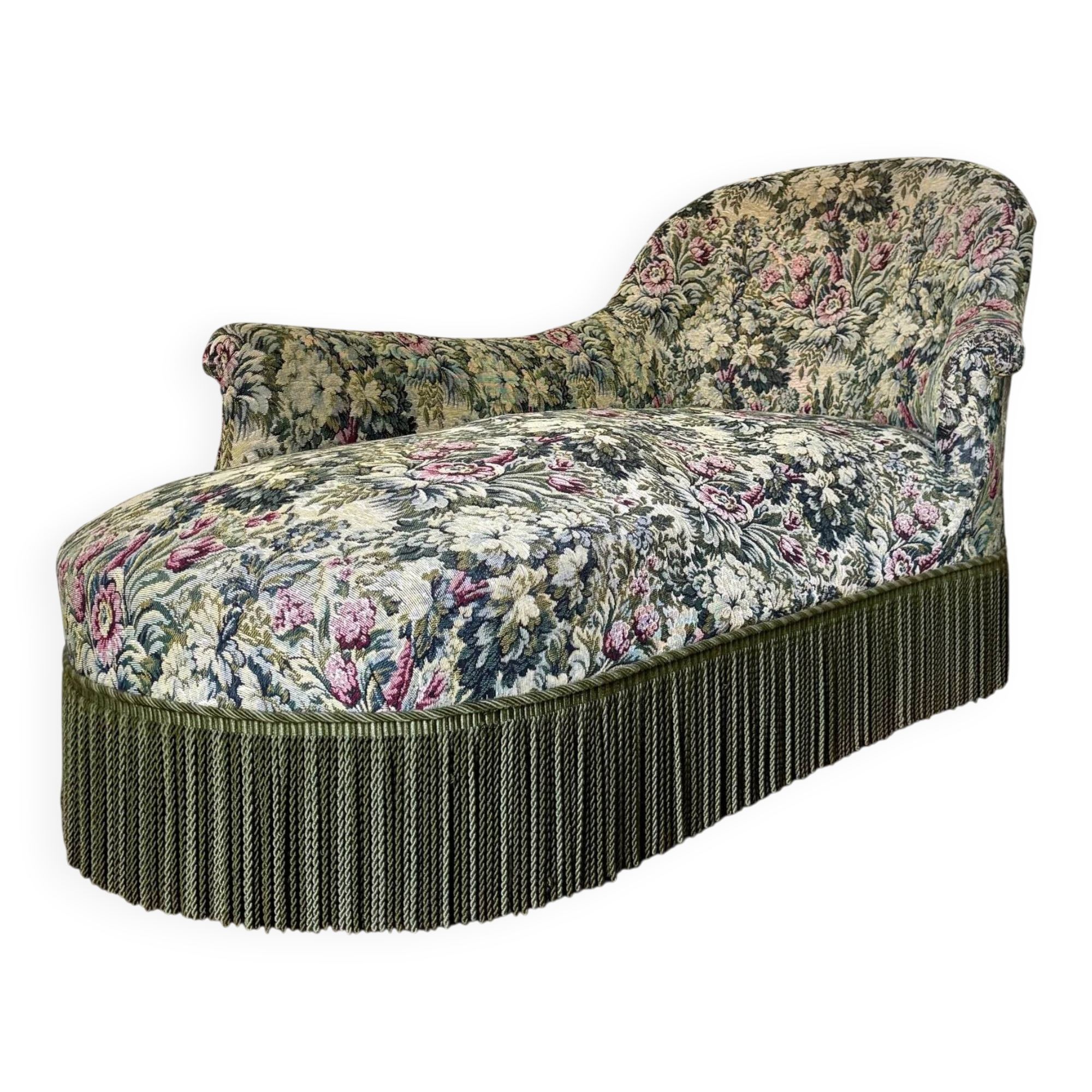 Floral cotton jacquard chaise longue