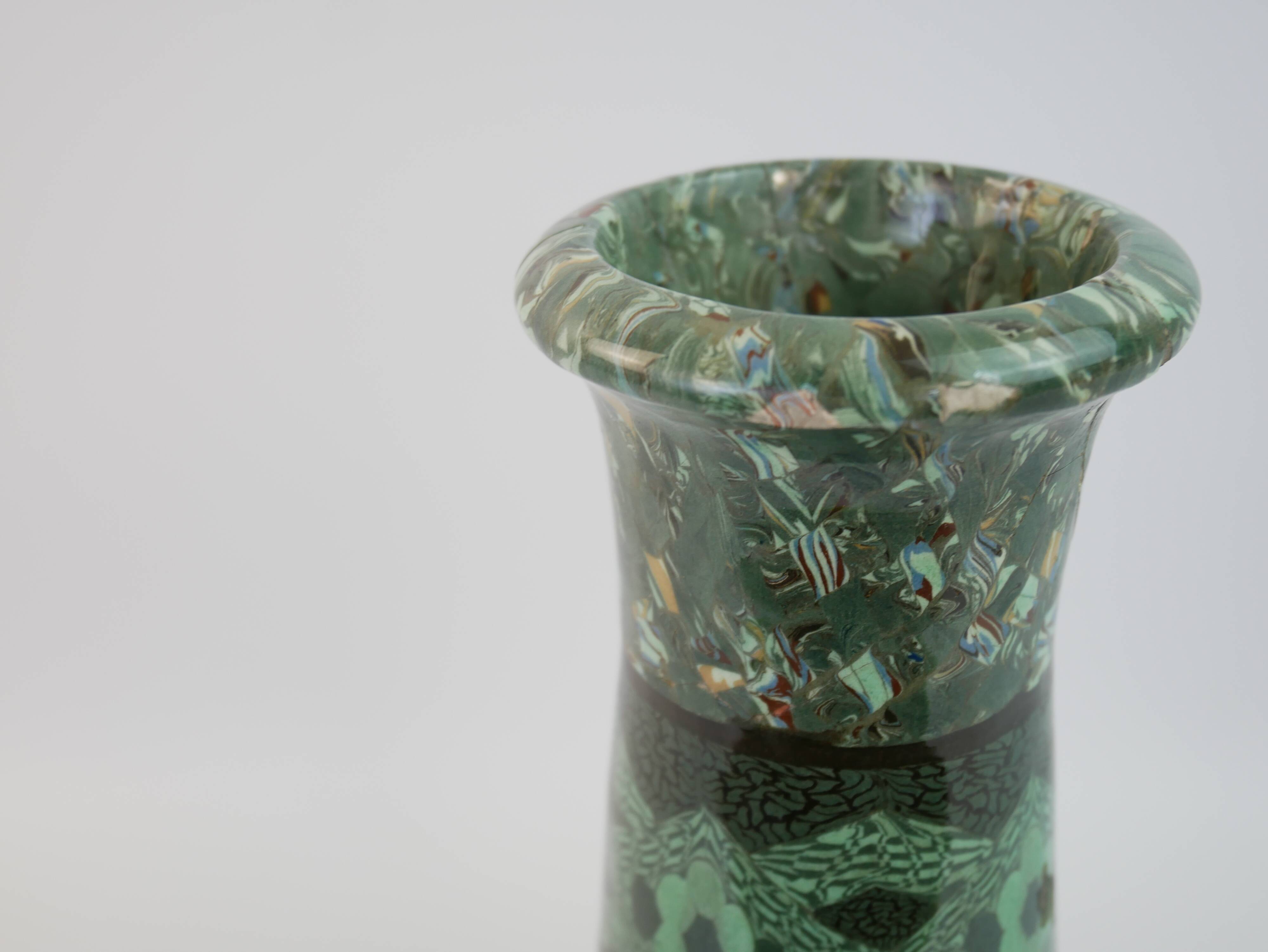 Grand vase en céramique terre-mêlée verte de Jean Gerbino Vallauris