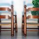 Oak and rush armchair, brutalist style, Charles Dudouyt, 1940s