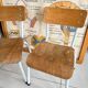 Pair of children's school chairs in wood and metal