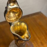 Carafe aiguière en cristal et argent vers 1890