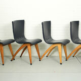 Ensemble de 6 chaises de salle à manger en similicuir Cor van Os modèle Swing, années 1960