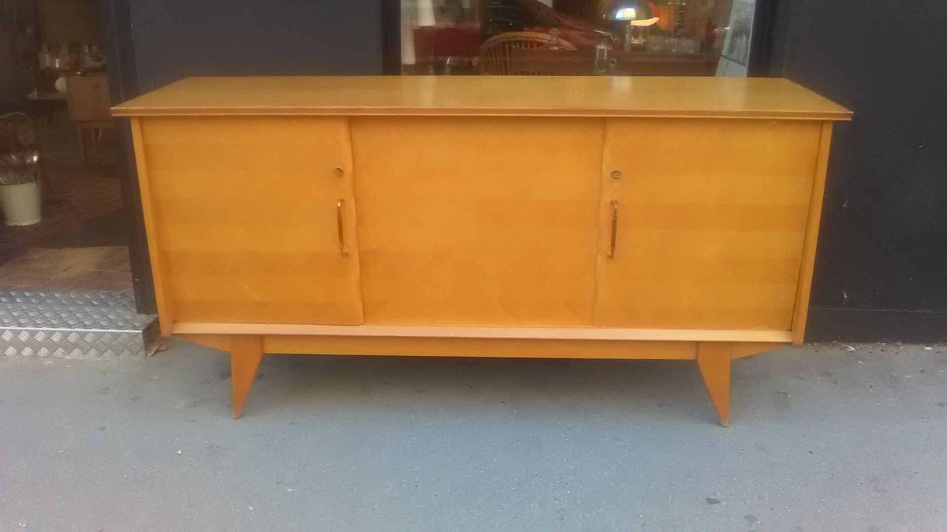 Vintage sideboard 1950 oak foot compass