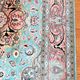 Silk cashmere rug pastel tones floral patterns India Kashmir vintage 181 cm x 286 cm
