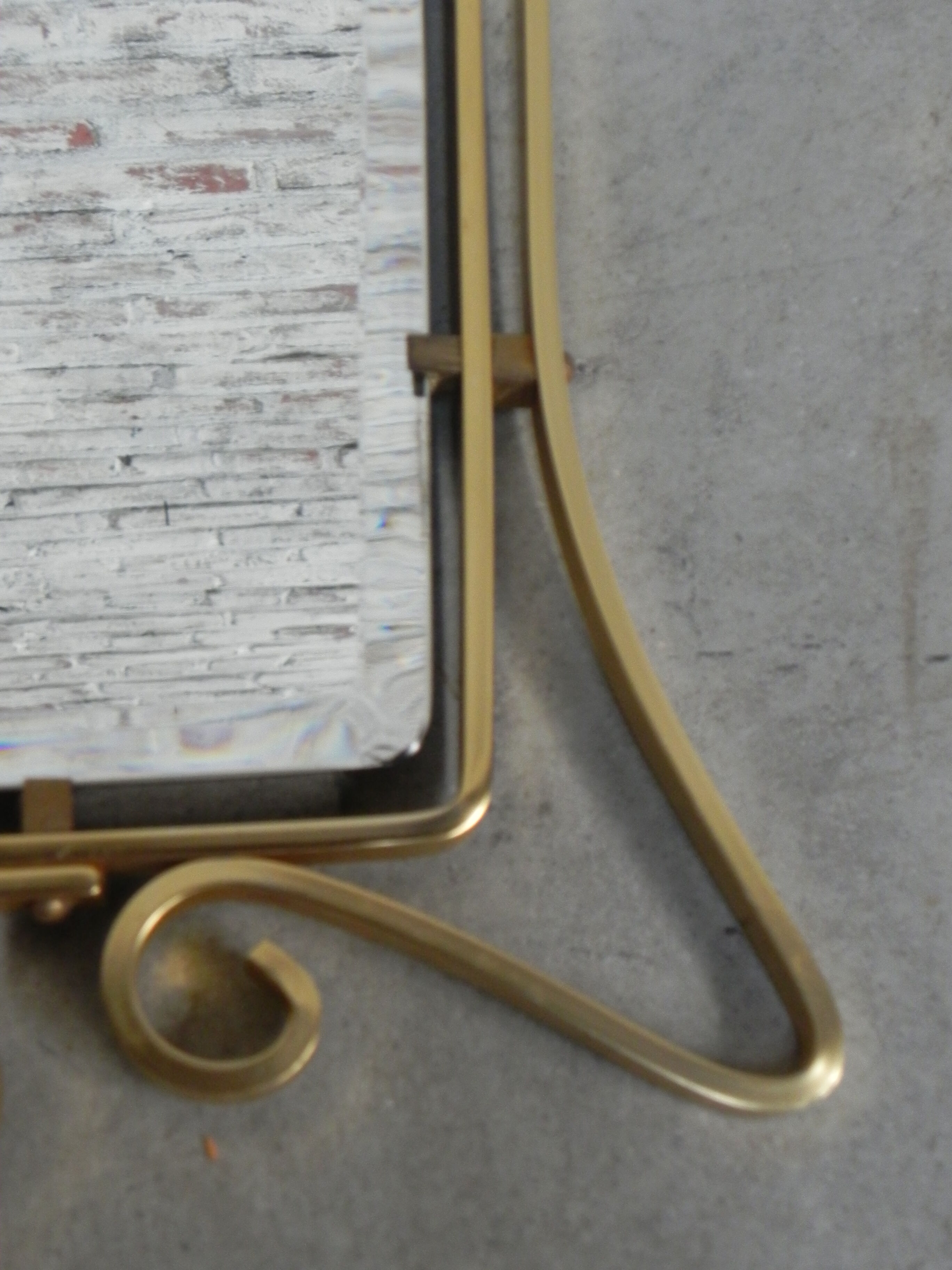 Vintage faceted mirror in aluminum frame 67x54cm