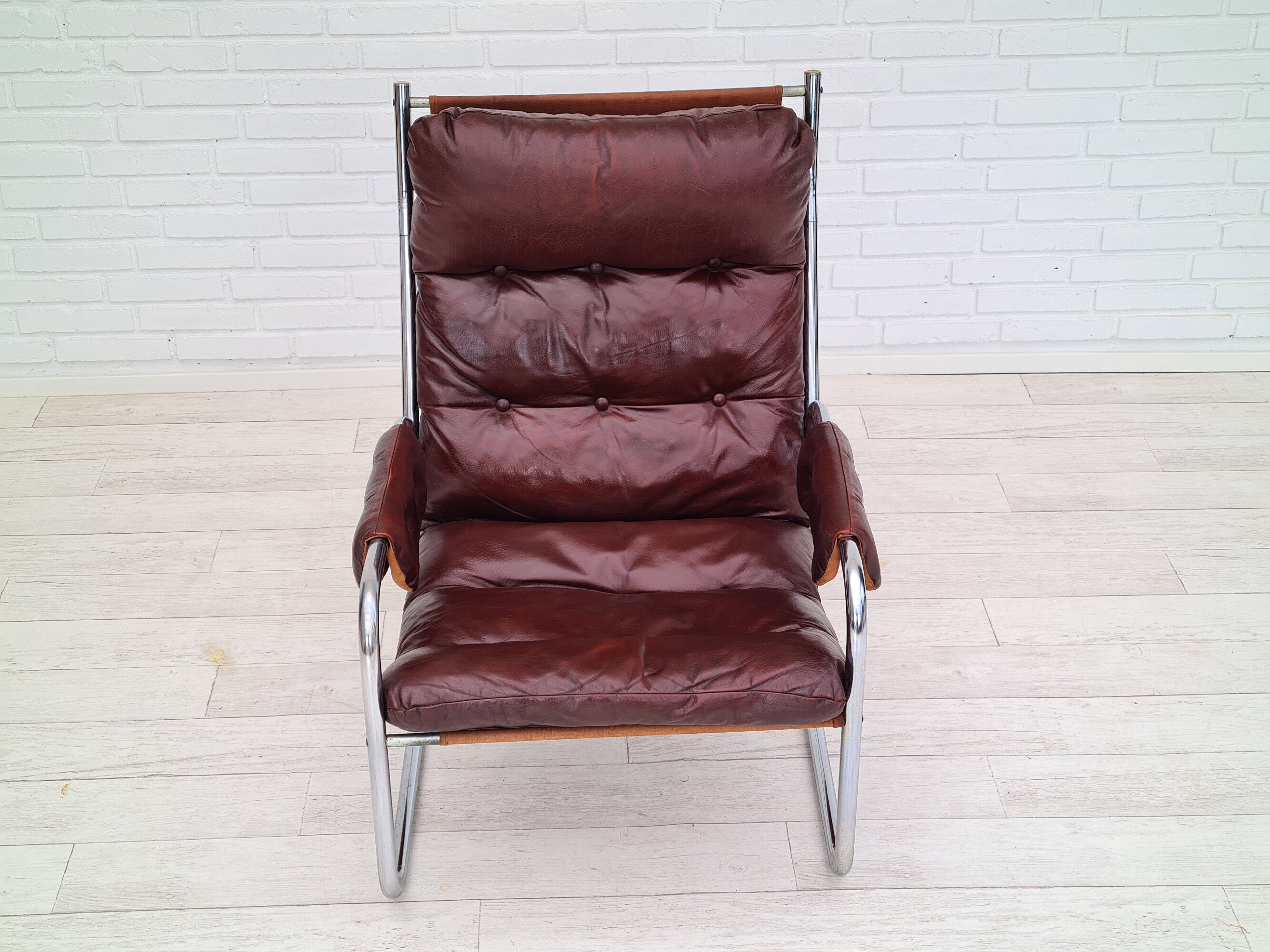 Années 70, design danois, chaise longue, cuir, état d’origine