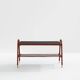 Jacques Adnet coffee table in red saddle-stitched leather and brass, 1950s