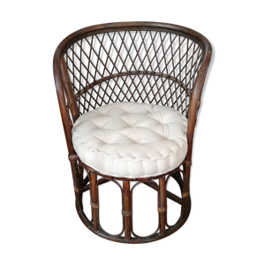fauteuil années 1970 - rotin