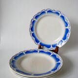 Set of 4 gien royal blue art deco flat plates 1930