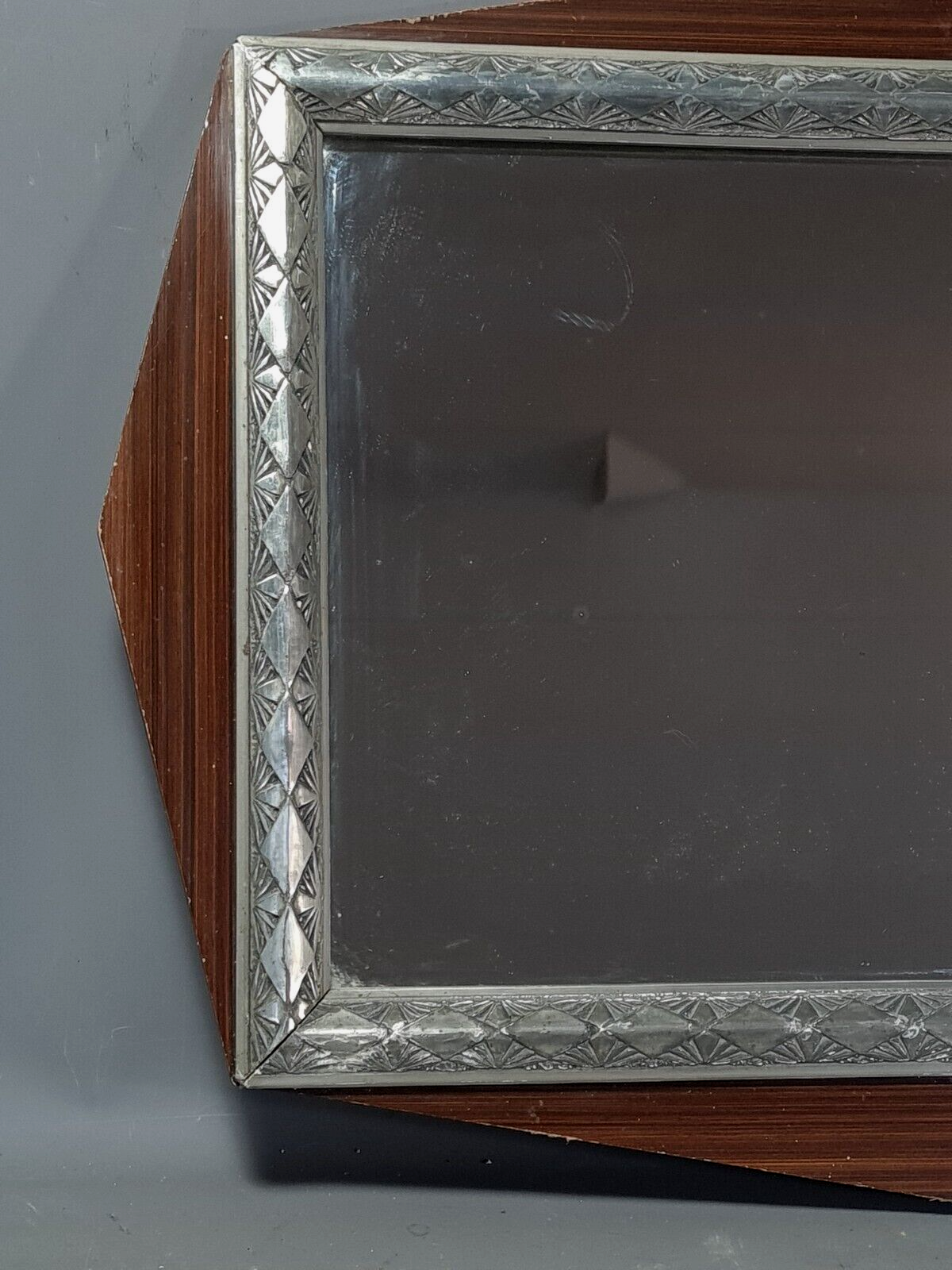 Art-deco mirror frame wood silver stucco 61x43 cm SB