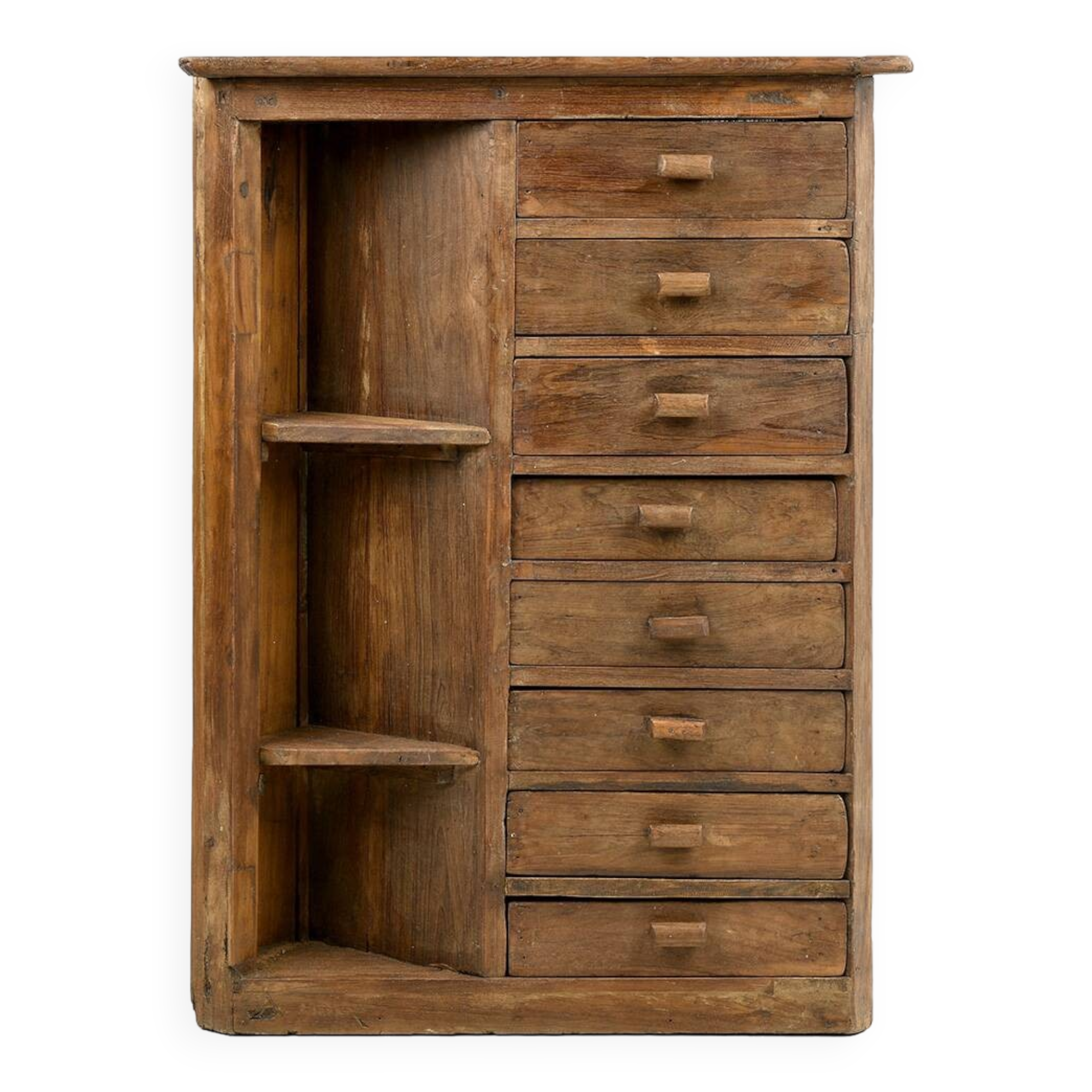 Wooden corner cabinet with 8 drawers