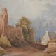 French School of the early 20th century “The Ruins” Watercolor