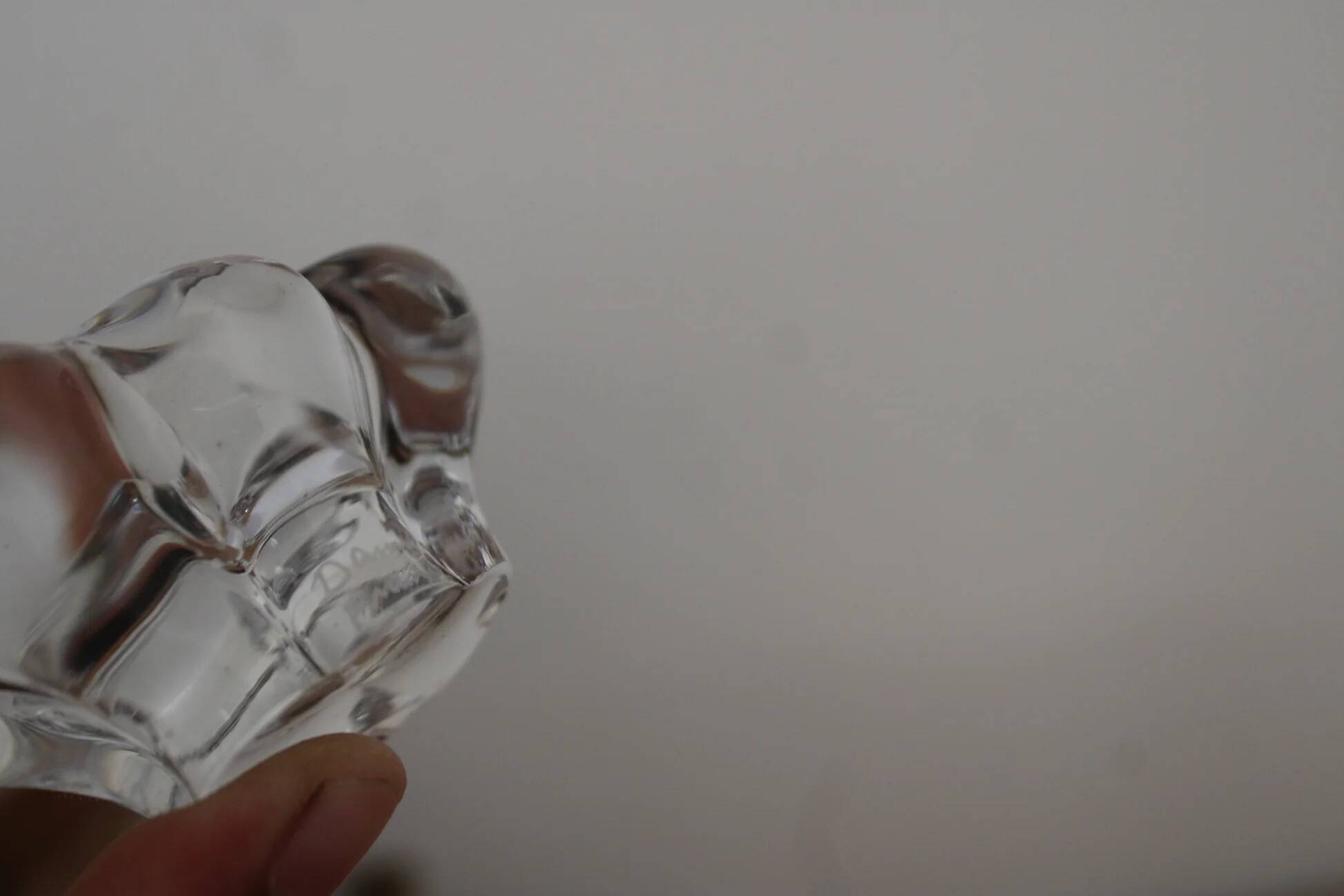 Pair of crystal salt cellars from Daum France with box and spoon.
