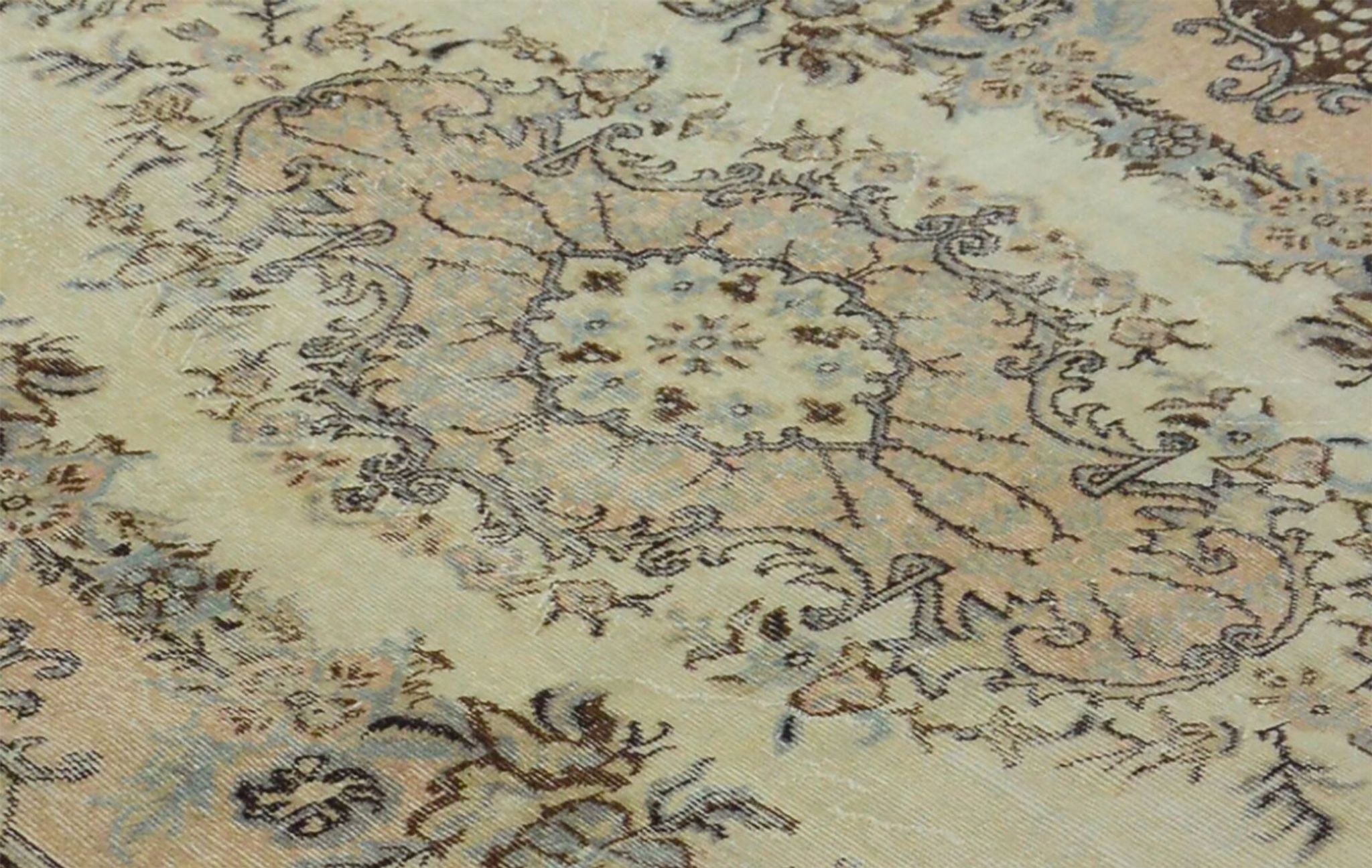 Vintage Turkish Carpet Beige and Brown Floral 271 x 174 cm