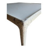 White Enameled Steel Top & Cast-Aluminum Knoll Outdoor Table — 1960s Modernist First Edition