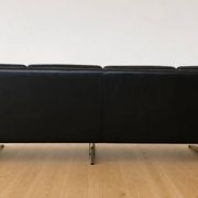 Vintage Danish Svend Skipper 4 person sofa in black leather and chrome
