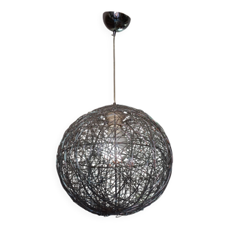 Vintage Twisted Silver Metal Pendant Light