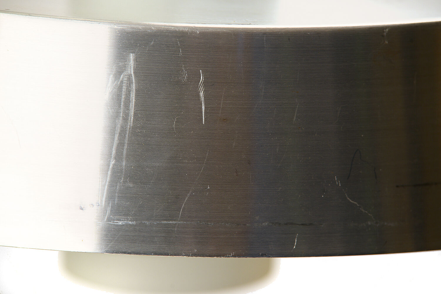 Opac glass and brushed aluminium pendant light. Sweden 1960s