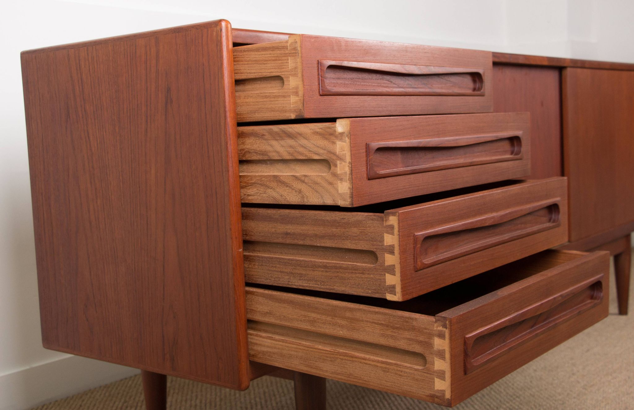 Enfilade Danoise en Teck 200 cm, modèle 31b, par Johannes Andersen 1960.