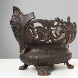 Cast Iron planter decorated with masks and lion paws, France 1850s