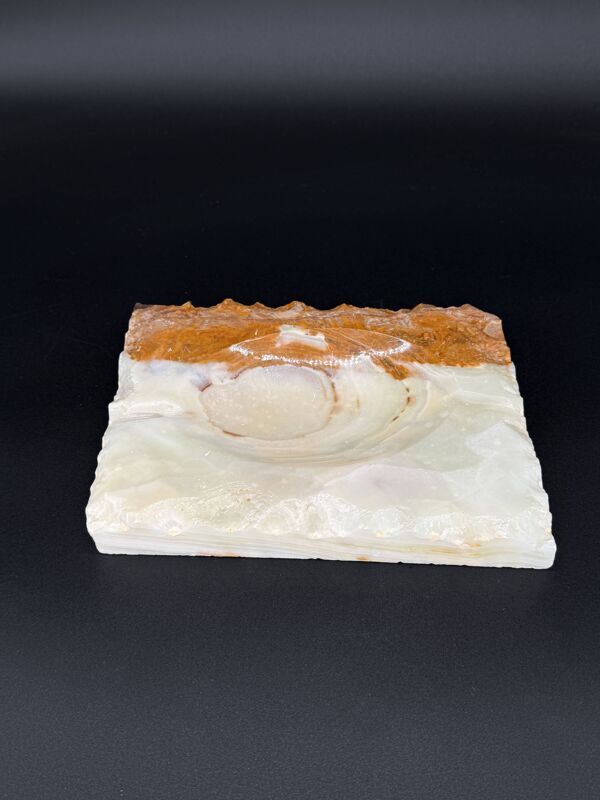 Cendrier vintage en onyx massif - Objet brutaliste, années 60/70