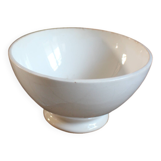 White earthenware bowl on foot Digoin Sarreguemines