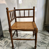 Art Deco corner chair in wood and rattan, 1930
