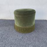 Green velvet pouf