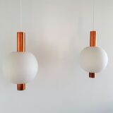 Copper and Glass Pendant Lamps from Hiemstra Evolux, 1960s, Set of 2