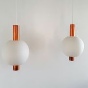 Copper and Glass Pendant Lamps from Hiemstra Evolux, 1960s, Set of 2